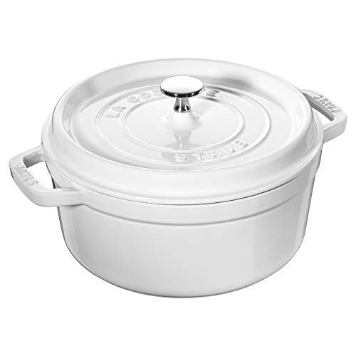 STAUB STAUB Cast Iron Dutch Oven 4qt Round Cocotte Made in France Serves 34 White 