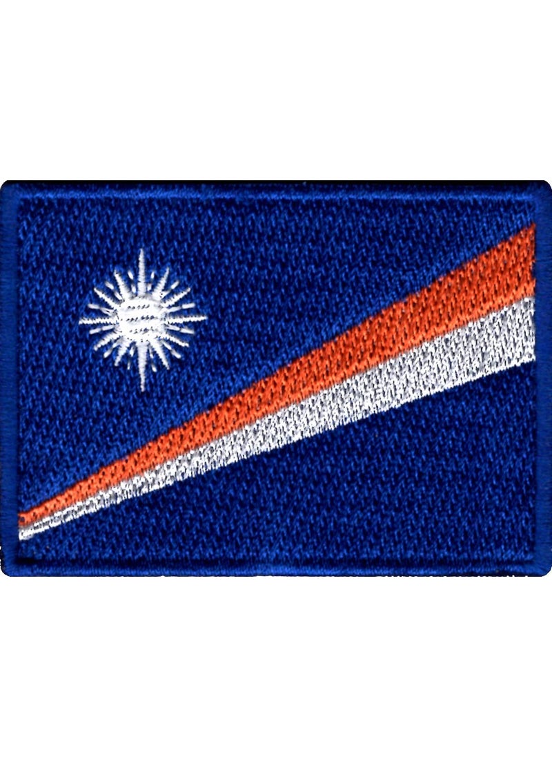 Artist Unknown Marshall Islands Flag Applique Embroidered Sweing Patch Suitable for Jackets, Bags, T-Shirts, Jeans, Pants, Outdoor Clothing ; Size: 7cm x 5cm ; Imported from Malaysia (1 Piece).  - Image 1