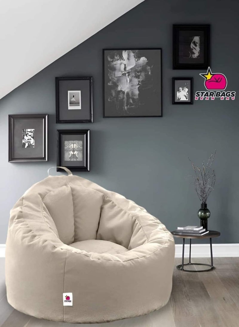 Star Bags - Bean Bags Bean Bag Chair Comfy - From Star Bags - 100*75cm - Beige - Velvet Fabric - Image 1