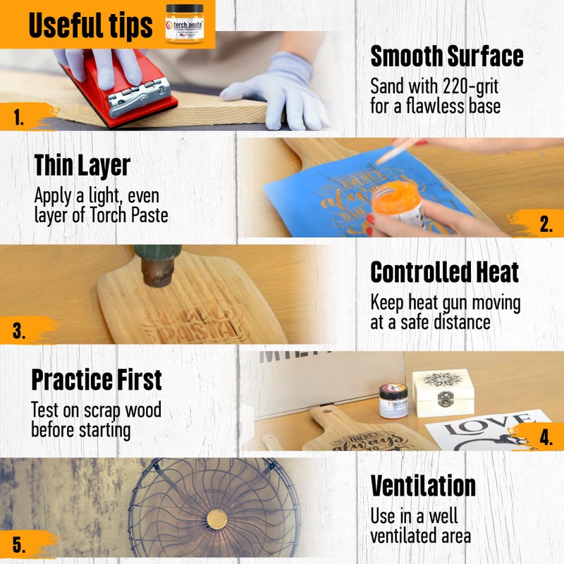 Torch Paste - The Original Wood Burning Paste | Made in USA | Heat Activated Non-Toxic Paste for Crafting & Stencil Wood Burning | Accurately & Easily Burn Designs on Wood, Canvas, Denim & More | 3 OZ - Image 5