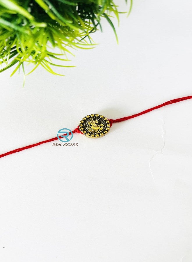 RDK SON'S Beautiful Designer Rakhi for Brother/Rakhi for Bhaiyya/Bhai with Roli Chawal (Ganesha Round) - Image 4