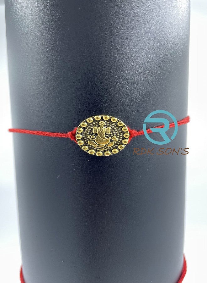 RDK SON'S Beautiful Designer Rakhi for Brother/Rakhi for Bhaiyya/Bhai with Roli Chawal (Ganesha Round) - Image 3