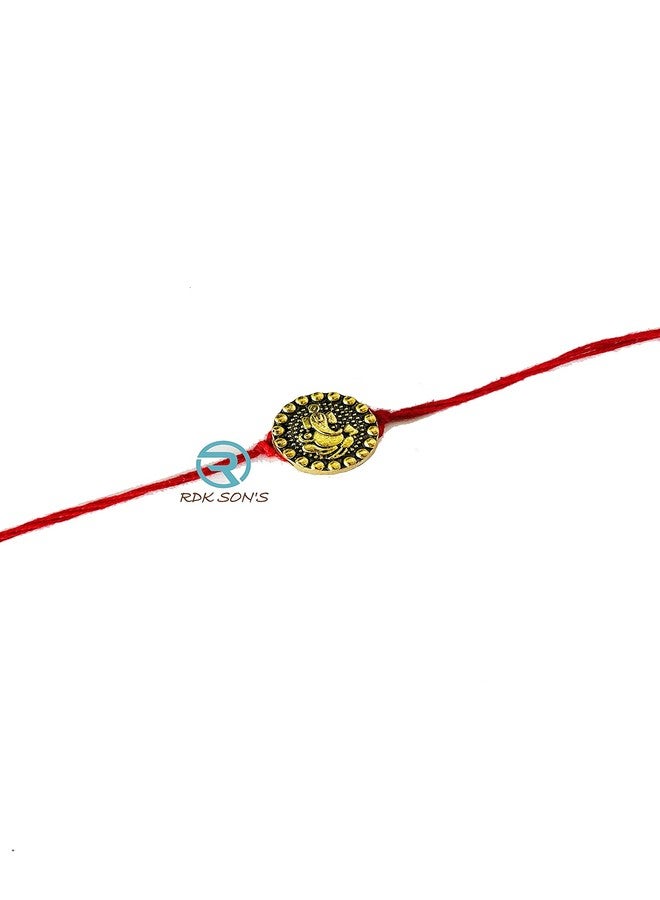 RDK SON'S Beautiful Designer Rakhi for Brother/Rakhi for Bhaiyya/Bhai with Roli Chawal (Ganesha Round) - Image 1