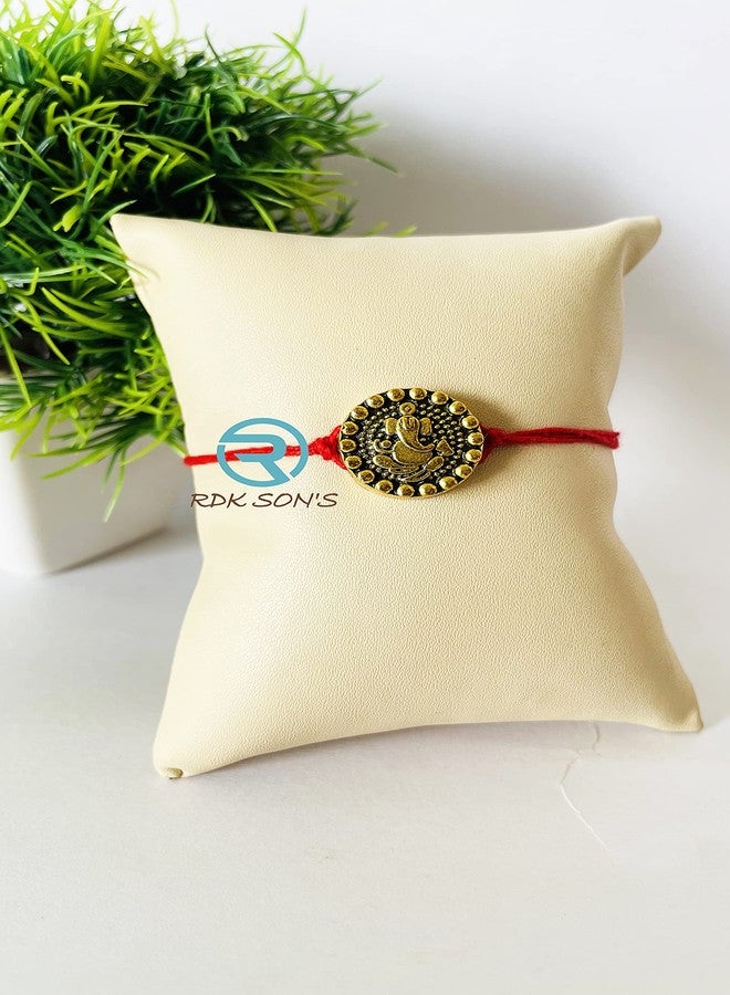 RDK SON'S Beautiful Designer Rakhi for Brother/Rakhi for Bhaiyya/Bhai with Roli Chawal (Ganesha Round) - Image 2