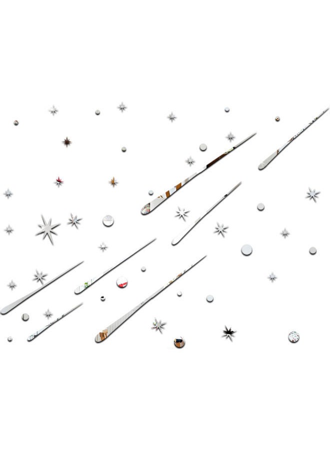 نيبمينينت ملصق جداري فني عاكس بتصميم سيل من النيازك والنجوم. فضي - Image 1