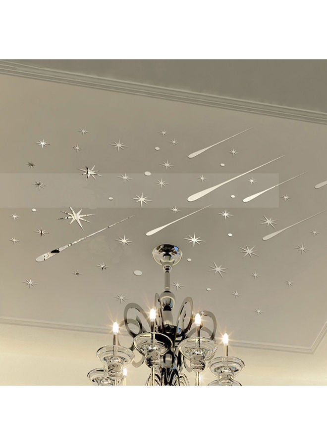 نيبمينينت ملصق جداري فني عاكس بتصميم سيل من النيازك والنجوم. فضي - Image 2