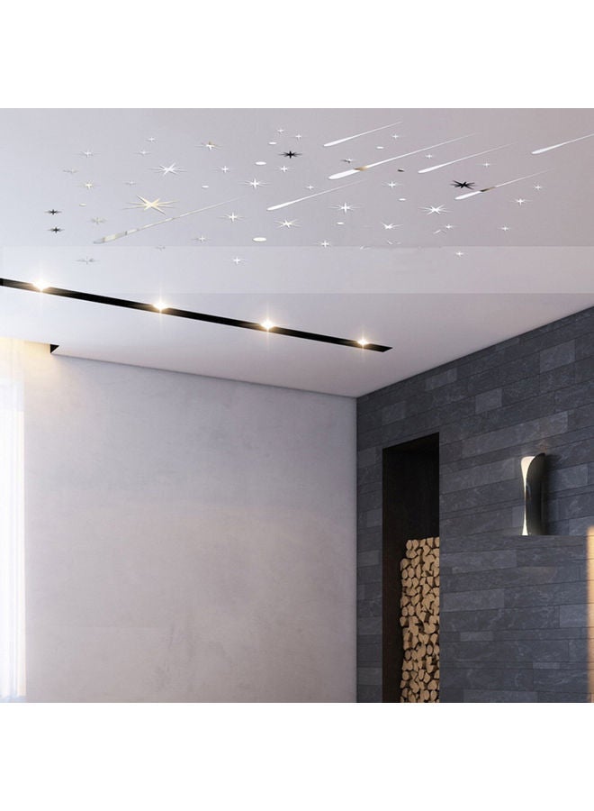 نيبمينينت ملصق جداري فني عاكس بتصميم سيل من النيازك والنجوم. فضي - Image 4