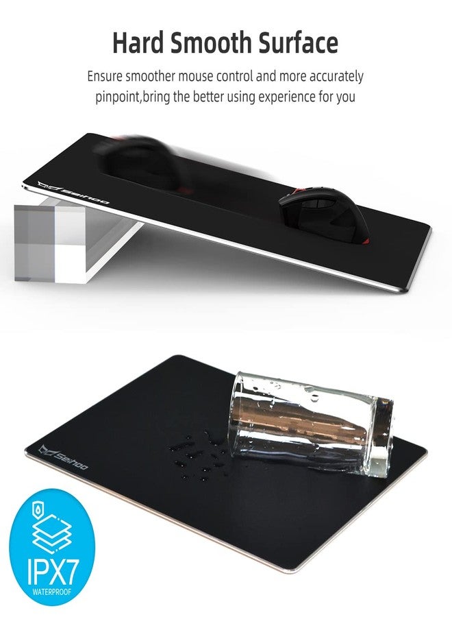 سيهو لوحة ماوس معدنية من الألومنيوم من سيهو، صلبة ممتازة، ذات وجهين، مقاومة للماء، فائقة النعومة، لوازم مكتبية، لوحة ماوس سريعة ودقيقة للتحكم في المكتب والألعاب على الكمبيوتر المحمول (أسود، 9.45 × 7.87 بوصة) - Image 4