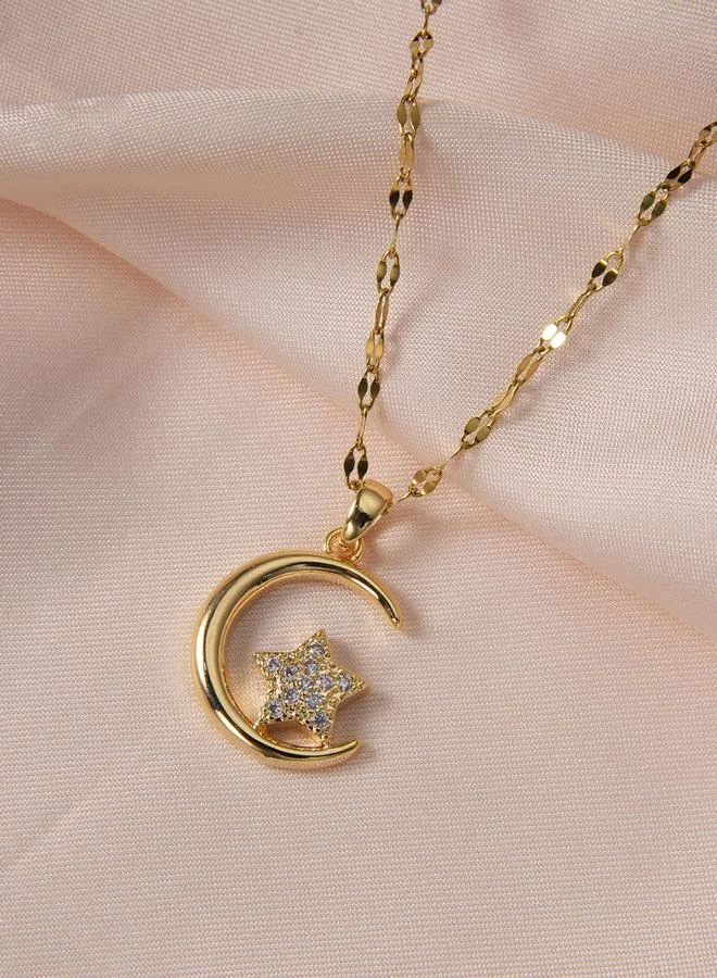 تايك تو قلادة بدلاية نجمة وقمر مزينة