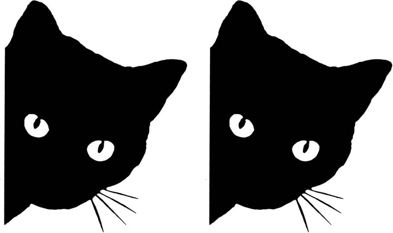 ARS 2PCS 6.1'' Cat Peeking Car Stickers Cat Watching Vinyl Reflective Decals Waterproof Funny Self-Adhesive for Car Window Bumper Laptop Motorcycle (Black) - Image 1