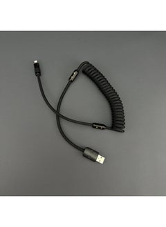 Generic Color Matching Spring Data Cable For Apple For Iphone For Huawei For Xiaomi And Other Mobile Phones Fast Charging Car Keyboard-Color:USB-For Iphone 12W-Model:Color Matching Spring Bright Powder + Black (Black Aluminum Shell)  - Image 5