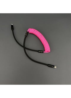 Generic Color Matching Spring Data Cable For Apple For Iphone For Huawei For Xiaomi And Other Mobile Phones Fast Charging Car Keyboard-Color:USB-For Iphone 12W-Model:Color Matching Spring Bright Powder + Black (Black Aluminum Shell)  - Image 1