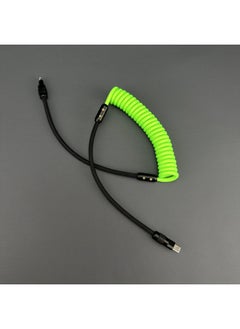 Generic Color Matching Spring Data Cable For Apple For Iphone For Huawei For Xiaomi And Other Mobile Phones Fast Charging Car Keyboard-Color:USB-For Iphone 12W-Model:Color Matching Spring Bright Powder + Black (Black Aluminum Shell)  - Image 3