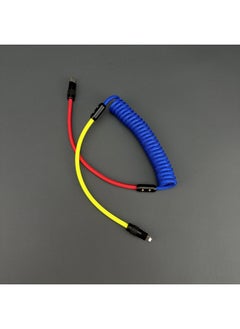 Generic Color Matching Spring Data Cable For Apple For Iphone For Huawei For Xiaomi And Other Mobile Phones Fast Charging Car Keyboard-Color:USB-For Iphone 12W-Model:Color Matching Spring Bright Powder + Black (Black Aluminum Shell)  - Image 4