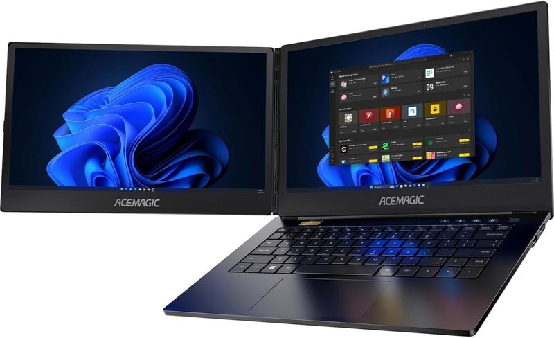 ACEMAGIC Dual Screen Laptop Computer 14" Dual Screen laptop with i7 processor, Convertible Screen Laptop. Windows 11 Business Laptop, 16GB RAM 1TB SSD, WIFI-6, Metal Shell, Webcam, Type-C, USB3.2, HDMI, Black - Image 1