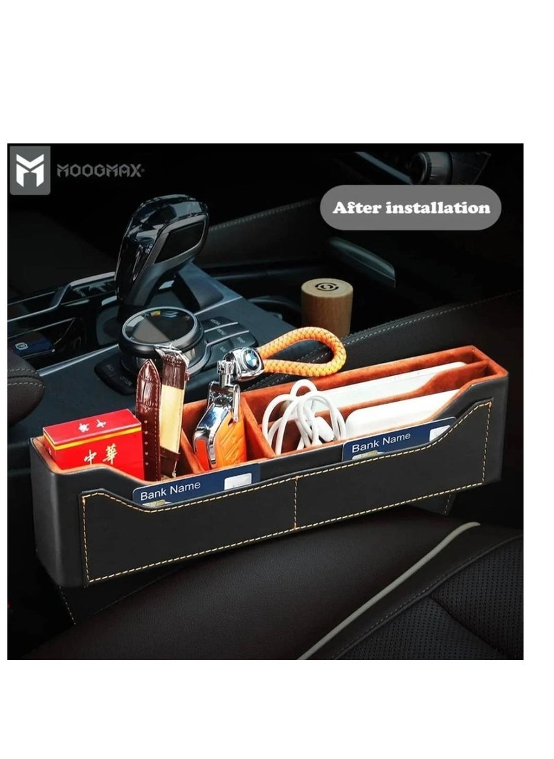 MOOGMAX Car Seat Gap Filler Leather Car Box Organizers and Storage Front Seats Interior Automotive Essentials - Car Accessories for Phones, Glasses, Keys, Cards  - Image 3