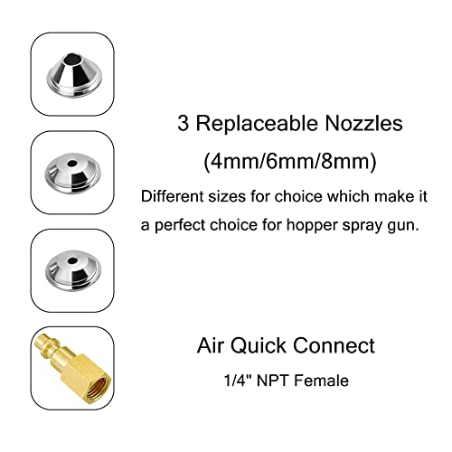 Joywayus Air Hopper Spray Gun with 4.0mm/6.0mm/8.0mm Nozzle Paint Texture Drywall Painting Sprayer, Yellow, 0.79 Gallon (3 L) Elbow - Image 3