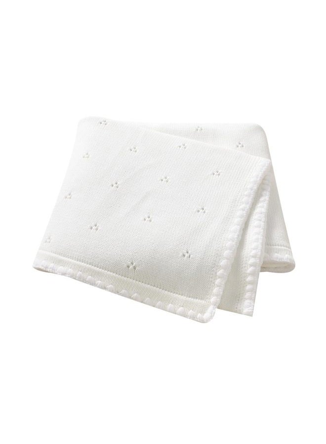 Wugugu Baby Blanket Knit Ultra Soft Swaddle Receiving Blankets for Boys & Girls Cotton Knitted Newborn Infant Toddler Nursery Crib 30 x 40 Inch - Image 1