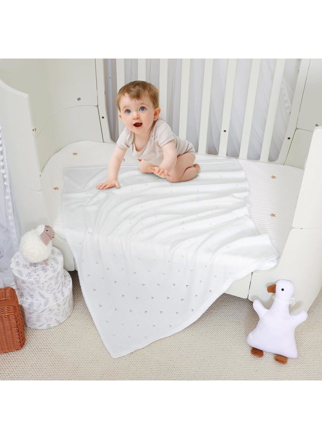 Wugugu Baby Blanket Knit Ultra Soft Swaddle Receiving Blankets for Boys & Girls Cotton Knitted Newborn Infant Toddler Nursery Crib 30 x 40 Inch - Image 2