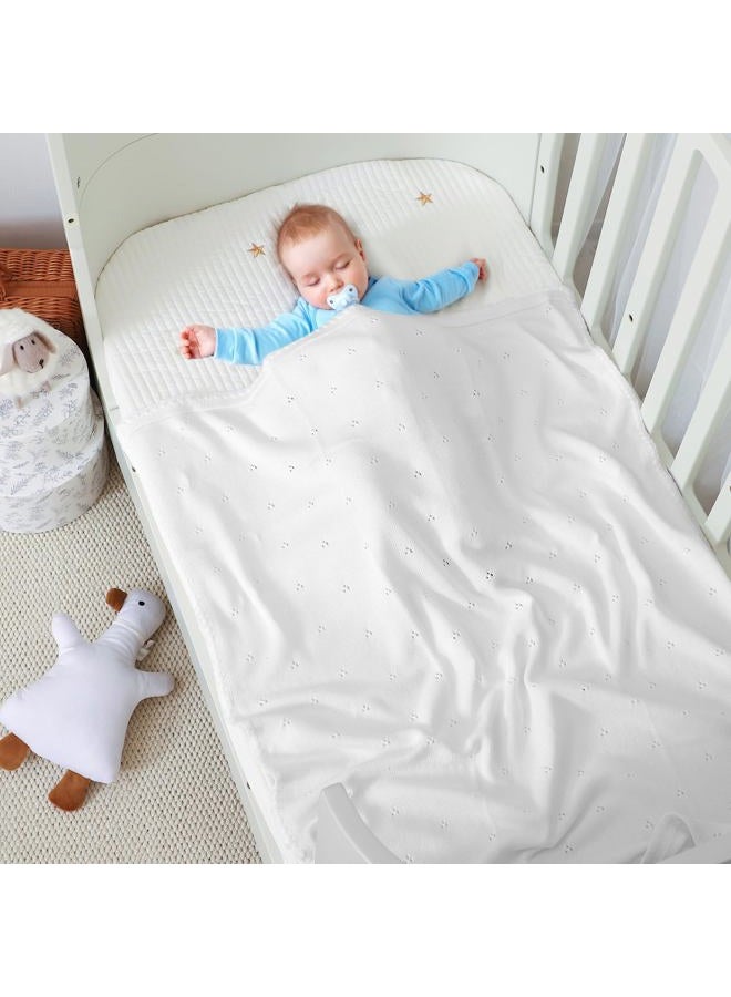 Wugugu Baby Blanket Knit Ultra Soft Swaddle Receiving Blankets for Boys & Girls Cotton Knitted Newborn Infant Toddler Nursery Crib 30 x 40 Inch - Image 3
