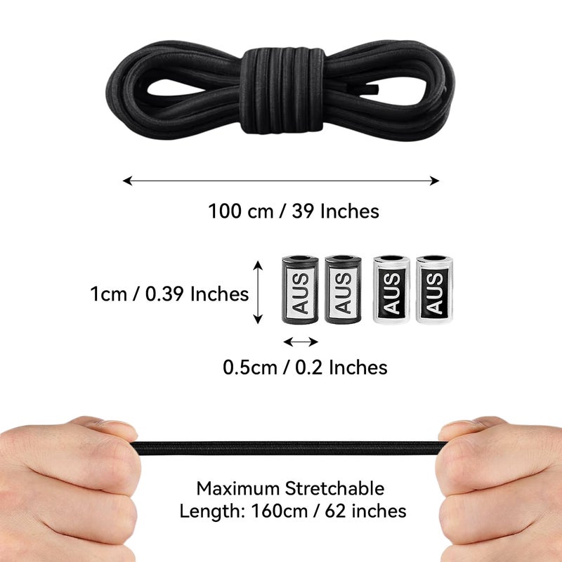 Yloko 2 Pairs No Tie Elastic Shoelaces - Black | Oval Tieless Shoe Laces | Stretch Shoe Strings For Adults & Kids Sneakers  Work Boots  Athletic Shoes - Image 4
