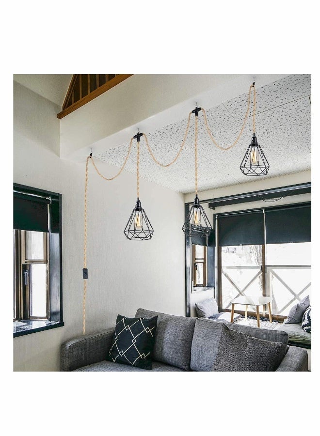 DIY 15ft Industrial Retro Ceiling Pendant Cord Pendant Light Kit Switch Plug Fabric Outlet Set E26 E27 Lighting Fixture Cable - Image 5