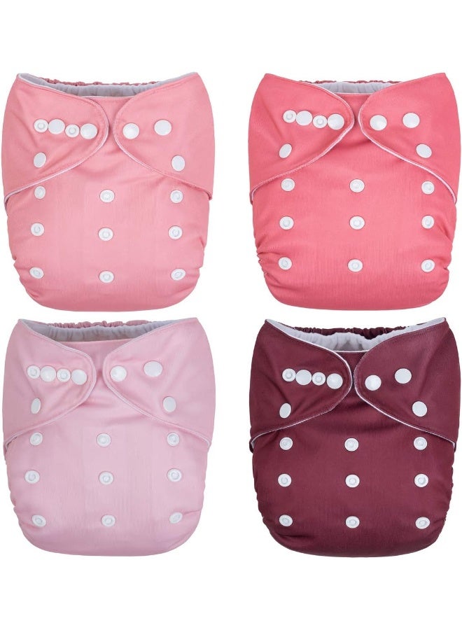 Nora's Nursery Berry Mauve 4-Pack Cloth Pocket Diapers with 4 Inserts - Image 1
