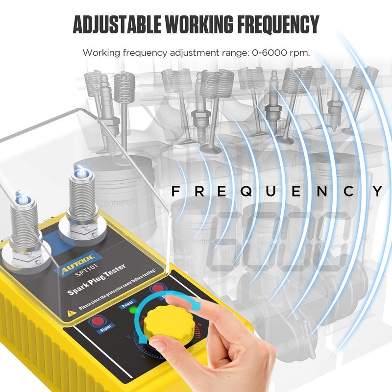 Autool Car Spark Plug Tester,Automotive Engine Ignition Plug Analyzer 110V with Protective Cover Spark Plug 0 to 6000rpm with Double Hole 12MM Socket - Image 3