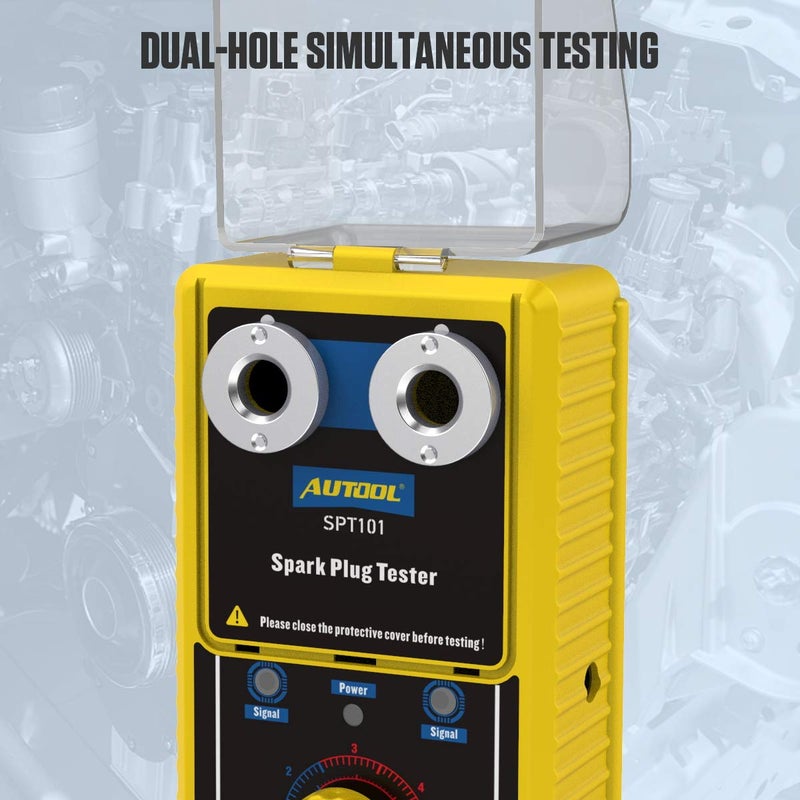 Autool Car Spark Plug Tester,Automotive Engine Ignition Plug Analyzer 110V with Protective Cover Spark Plug 0 to 6000rpm with Double Hole 12MM Socket - Image 2