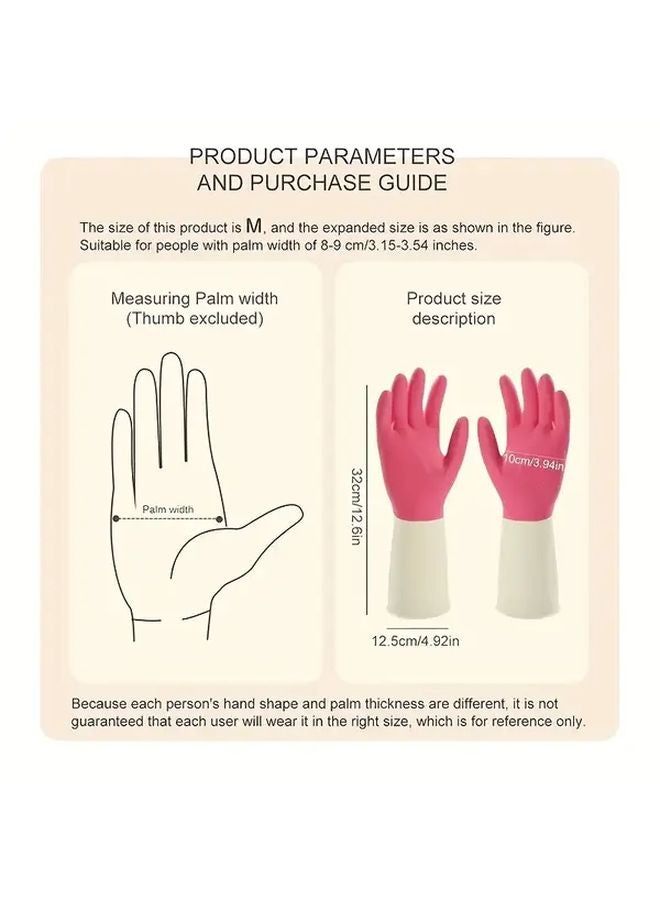 Pink Medium Non Slip Latex Kitchen Gloves For Dishwashing Cleaning Household Chores - Image 5