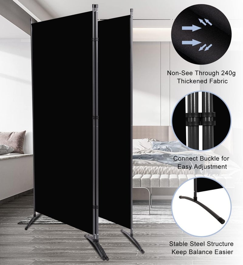 AOHRYME 3 Panel Room Divider Folding Partition Privacy Screens, Freestanding Fabric Room Panel Portable Room Partition Wall Dividers for Home Office Restaurant, 260cm W x 180cm H (Black) - Image 3