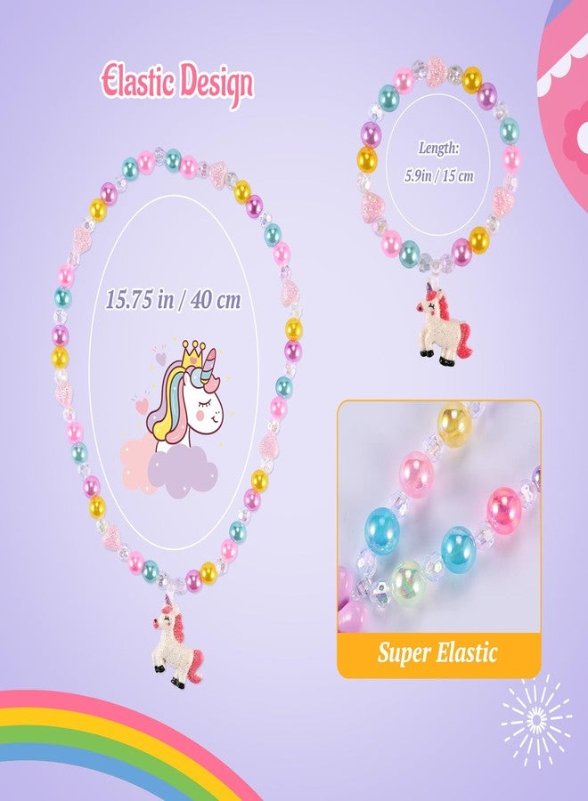 Faburo 10pcs Kids Jewelry for Girls -5 Necklaces, 5 Bracelets, Little Girls Jewelry Kids Mermaid Necklace for girls, Toddler Jewelrys Necklace Birthday Christmas Gift Age 3 4 6 8 - Image 4