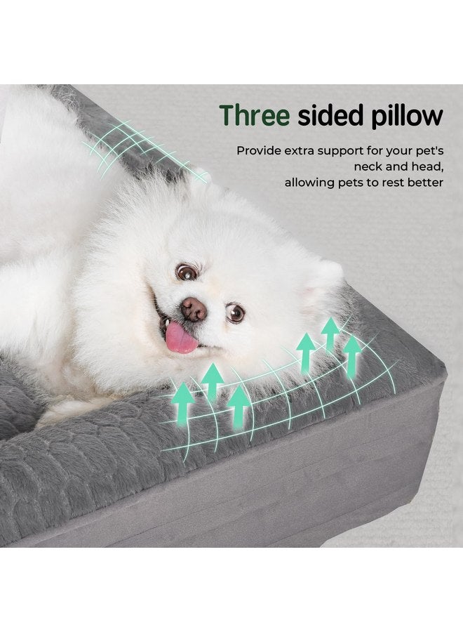 BALANCE Orthopedic Dog Bed, Egg Crate Foam Dog Couch for Pet Sleeping, Pet Sofa with Removable Washable Cover & Nonskid Bottom, Comfy Dog Bed for Medium Size Dog, Grey