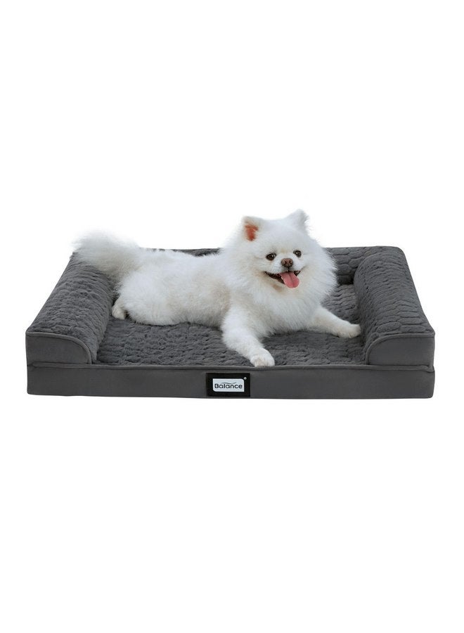 BALANCE Orthopedic Dog Bed, Egg Crate Foam Dog Couch for Pet Sleeping, Pet Sofa with Removable Washable Cover & Nonskid Bottom, Comfy Dog Bed for Medium Size Dog, Grey