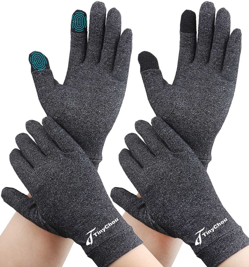 2 Pairs Full Finger Arthritis GlovesCompression Gloves for Women Men Hand Gloves Support and Warmth for Hands Finger Joint Relieve Pain from Rheumatoid Osteoarthritis RSI Small 2 Pairs
