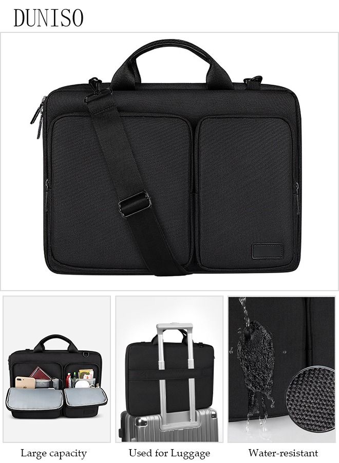 DUNISO 15.6 Inch Laptop Bag with Internal Drop Resistant Design Lightweight Computer Bag Travel Business Briefcase Water Resistance Shoulder Messenger Bag for Men and Women Work Office School  - Image 1