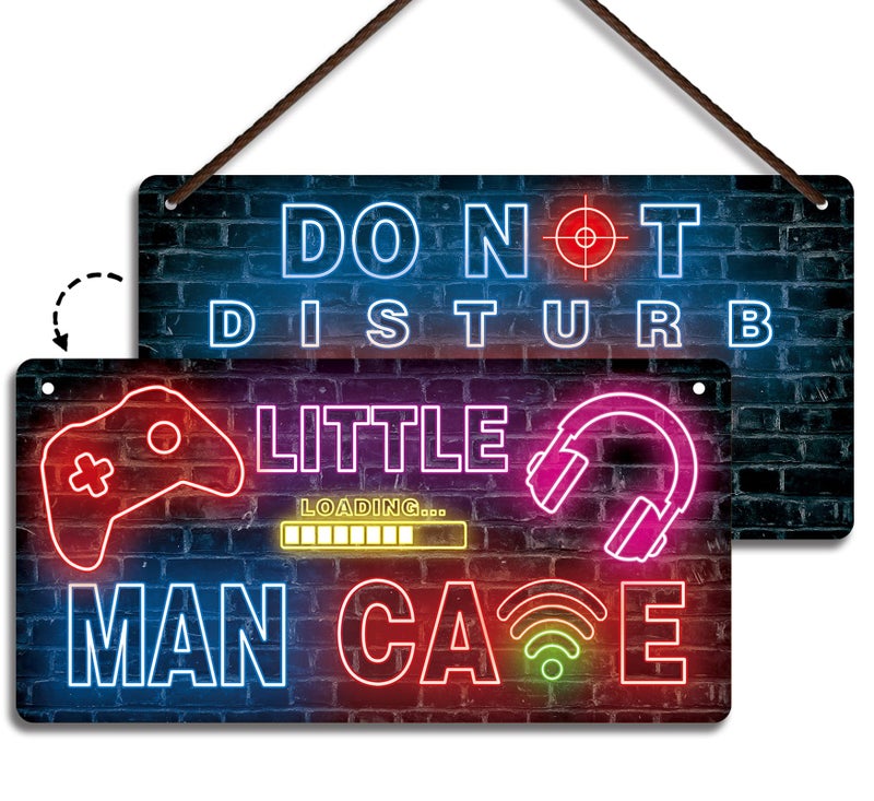 Fun-Plus Little Man Cave Sign, Game Room Decor for Boys, Gaming Room Wall DÃ©cor, Gamer's Room Must Have, Do Not Disturb Gaming is in Progress - Image 1