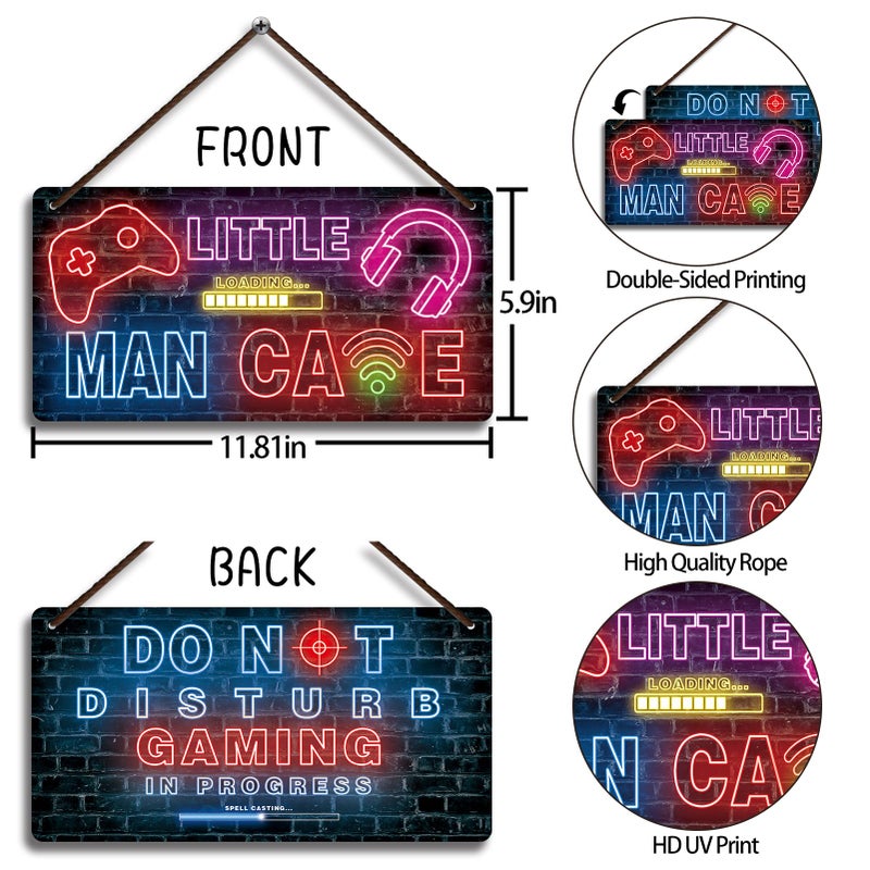 Fun-Plus Little Man Cave Sign, Game Room Decor for Boys, Gaming Room Wall DÃ©cor, Gamer's Room Must Have, Do Not Disturb Gaming is in Progress - Image 3