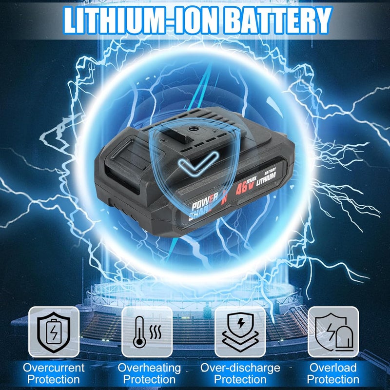 Bentifar 48V Cordless Drill Set, Brushless Electric Drill With 2 Batteries And Charger, 2-Speed Power Drill Driver With 50 Torque Settings, Built-In Led Light, And Storage Case (Blue-A) - Image 5