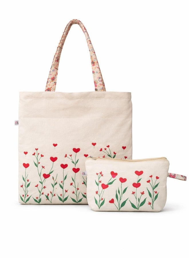 Amzgear Women Cotton Canvas Tote Bag Combo| Large Shoulder Bag for Shopping, Work & Travel | Reusable Grocery Handbag with Inner Pocket (Tote Bag & Clutch) - Image 1