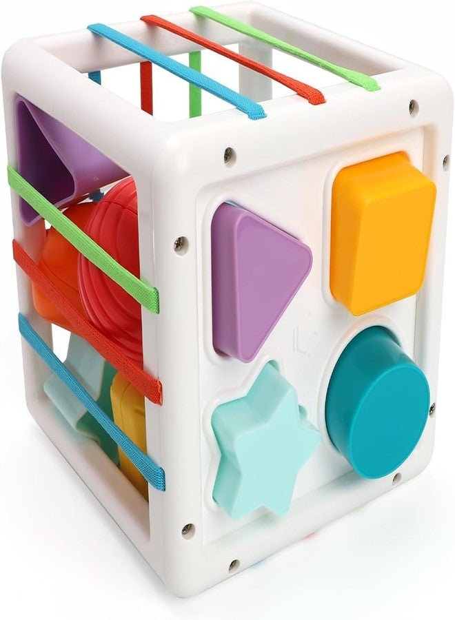 Dorytoys Dorytoy Montessori Sensory Shape Sorter Cube for Toddlers, Elastic Band Activity Toy with 6 Colorful Geometric Blocks, Fine Motor Learning Toy for Ages 1-3 - Image 2