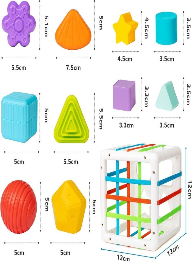 Dorytoys Dorytoy Montessori Sensory Shape Sorter Cube for Toddlers, Elastic Band Activity Toy with 6 Colorful Geometric Blocks, Fine Motor Learning Toy for Ages 1-3 - Image 4