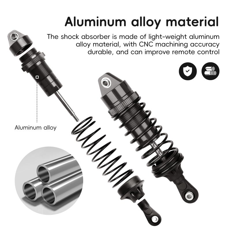 Hobbyfire Shocks Aluminum Threaded Absorber Damper Upgrades Parts Accessories for 1/10 Traxxas Slash 4x4 Rustler 4X4 VXL Stampede 4X4 Hoss 4X4 Replace 5862 (Gray) - Image 3