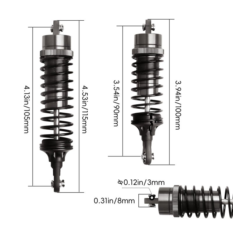 Hobbyfire Shocks Aluminum Threaded Absorber Damper Upgrades Parts Accessories for 1/10 Traxxas Slash 4x4 Rustler 4X4 VXL Stampede 4X4 Hoss 4X4 Replace 5862 (Gray) - Image 5