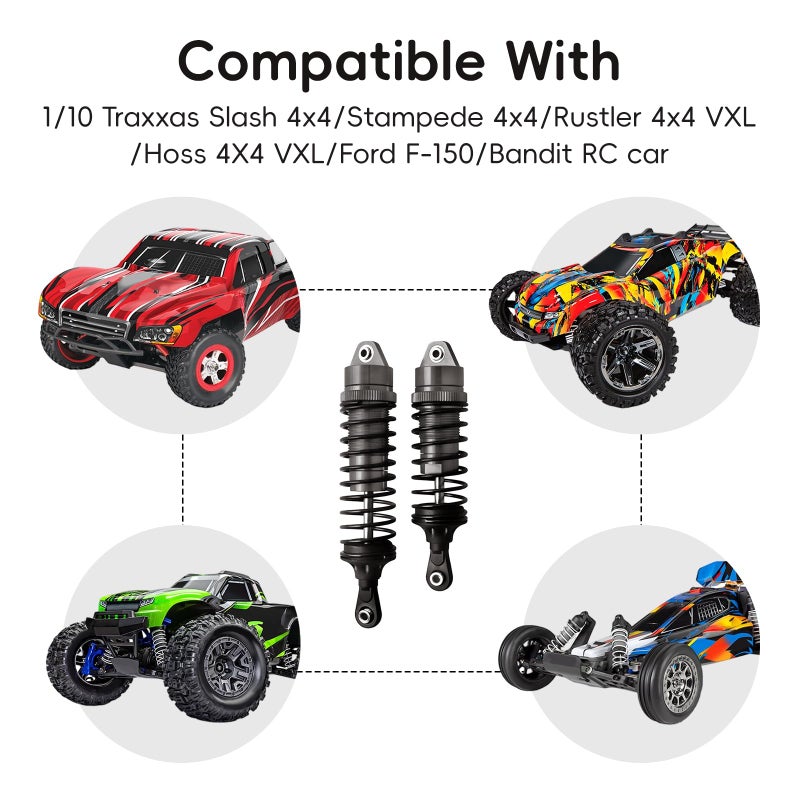 Hobbyfire Shocks Aluminum Threaded Absorber Damper Upgrades Parts Accessories for 1/10 Traxxas Slash 4x4 Rustler 4X4 VXL Stampede 4X4 Hoss 4X4 Replace 5862 (Gray) - Image 2