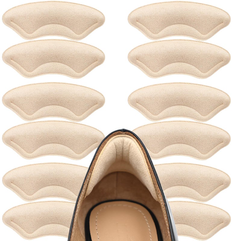 Comfowner 6 Pairs Heel Cushion Pads for Shoes Too Big Shoe Grips Liners Heel Protectors for Loose Shoes Heel Pain Blisters and Rubbing Anti Slip Shoe Filler Make Shoes Fit TighterBeige