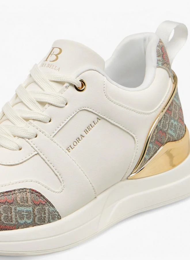 Flora Bella By Shoexpress MULTICOLOUR Women's Monogram Print Sneakers with Lace-Up Closure for Women | Best Price UAE