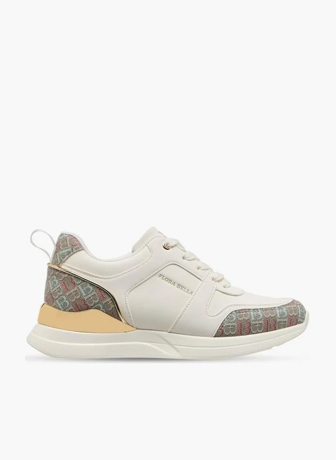 Women's Monogram Print Sneakers with Lace-Up Closure