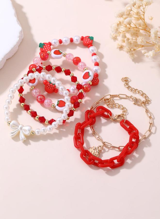 Take Two Pack of 6 - Strawberry Charm Bracelet - Image 2