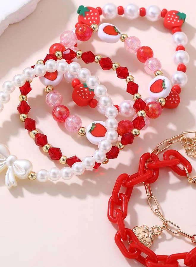 Take Two  Pack of 6 - Strawberry Charm Bracelet for Women | Best Price UAE